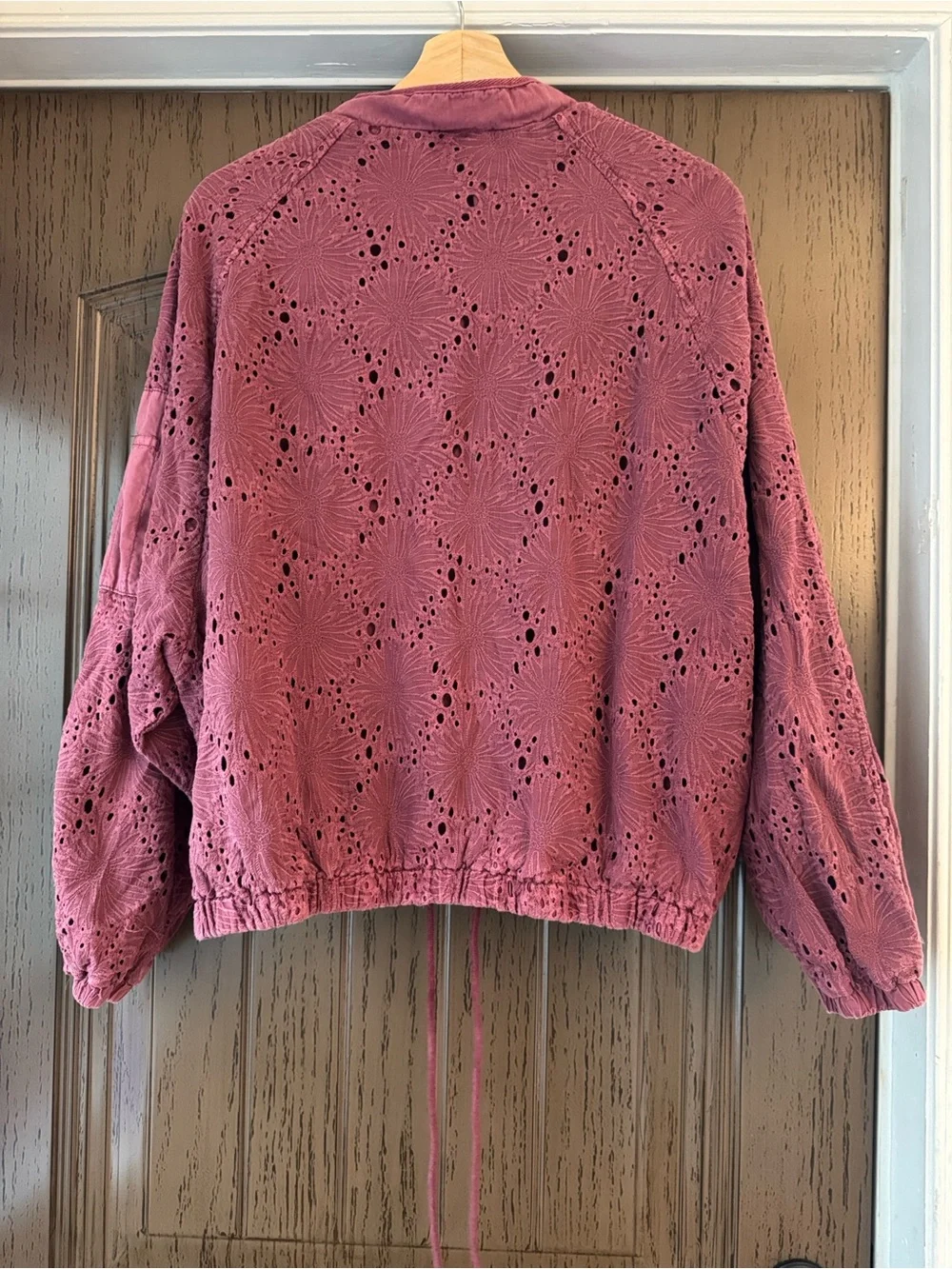 Free People Plum Eyelet Bomber Jacket
